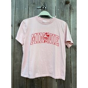 Disney H&M Womens Minnie Mouse Pink Graphic Print T-Shirt‎ Top